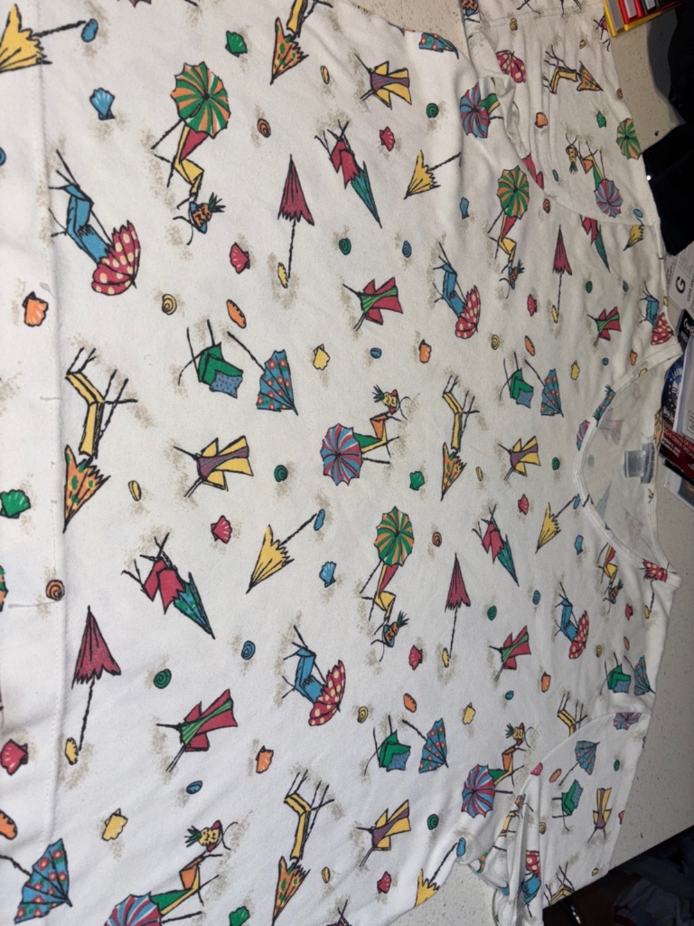 Cabin Creek White Sun top with Multicolor Beach Umbrella Print
